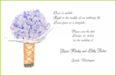 Bouquet with ivory ribbon invitation by Stevie Streck